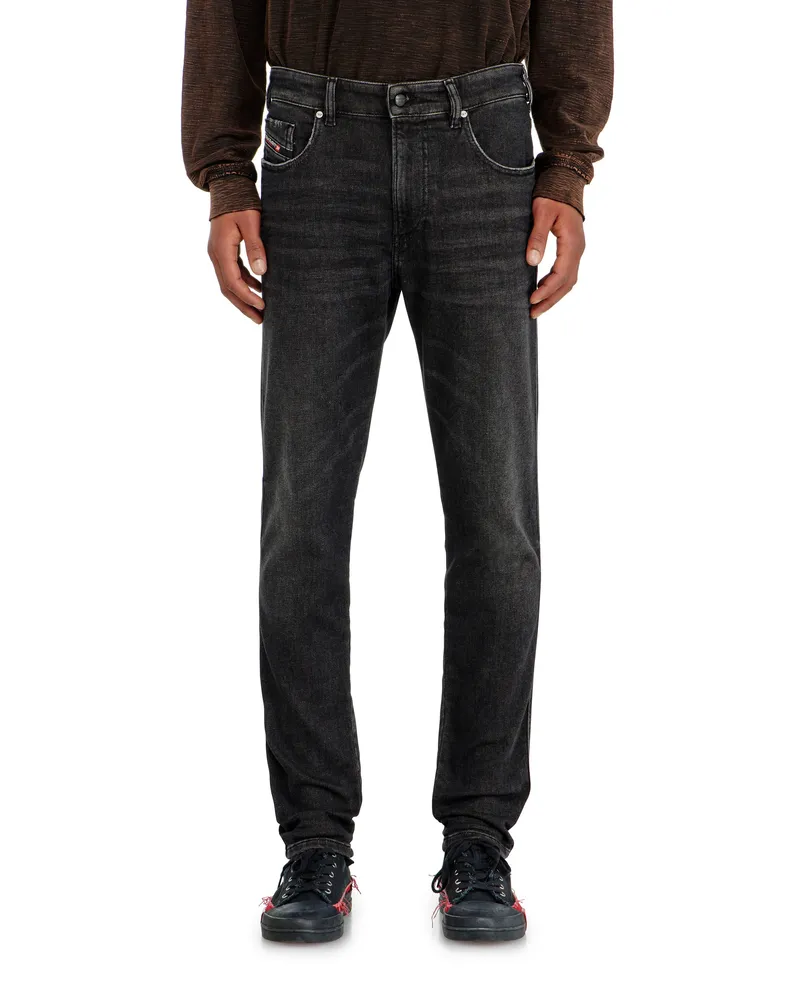 Diesel Slim Regular Waist 2062 D-Strukt Joggjeans, Schwarz/Dunkelgrau, Reißverschluss Schwarz