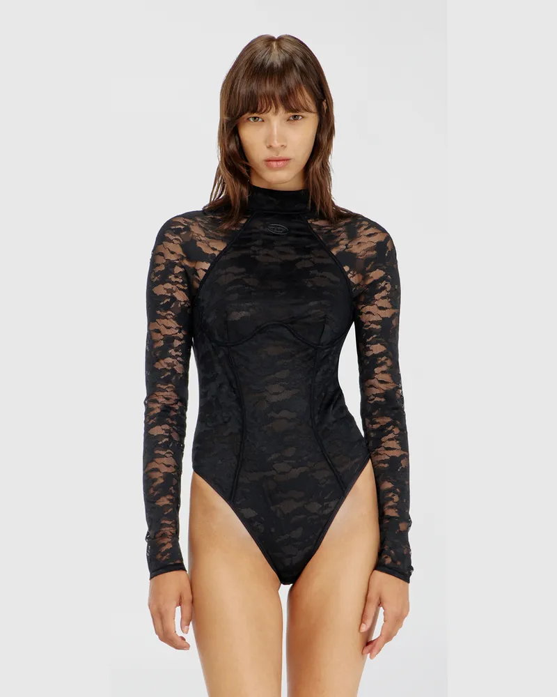 Diesel Body aus Nylonspitze mit offenem Rücken - Bodys - Damen - Schwarz Schwarz