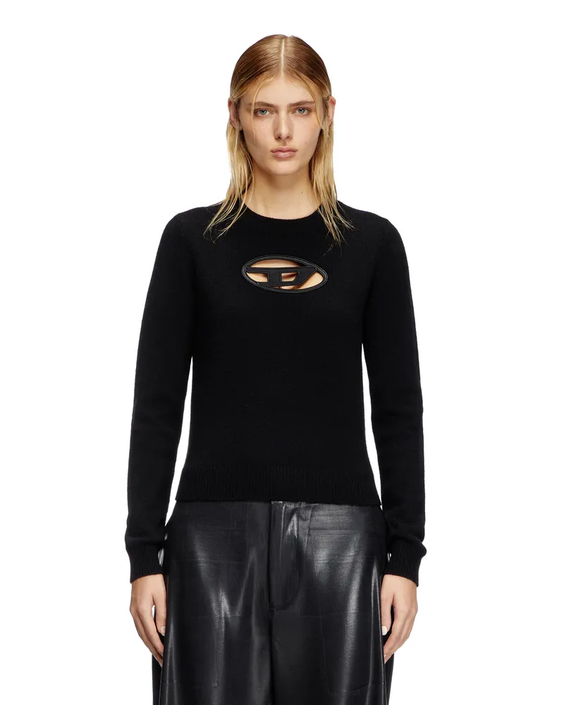 Diesel Pullover aus Kaschmir-Mischgewebe mit Cut-out-Logo - Strickwaren - Damen - Schwarz Schwarz