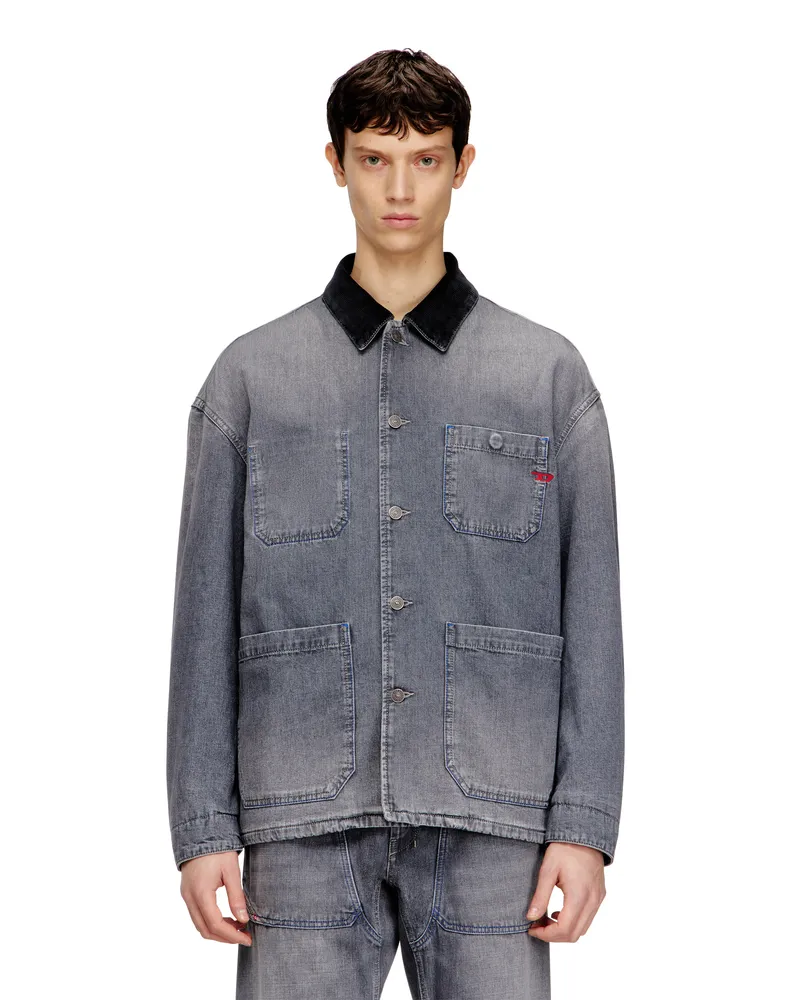 Diesel Utility-Denimjacke mit kontrastierendem Kragen - Denim jacken - Unisex - Grau Grau