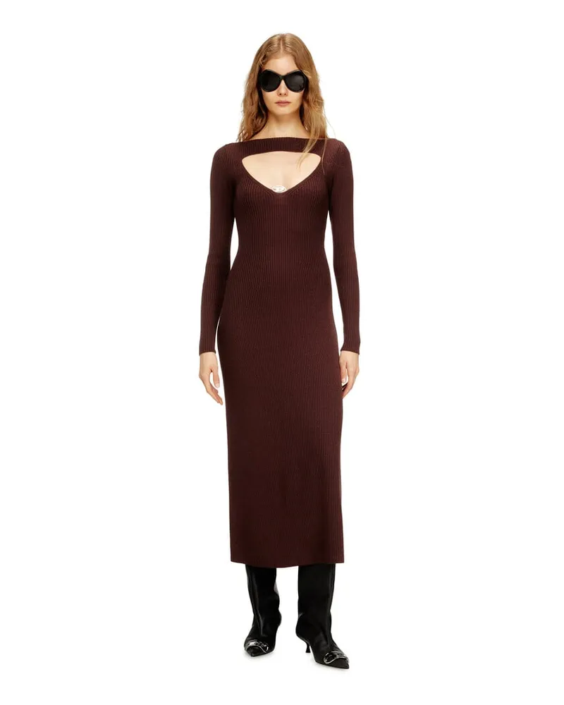 Diesel Midikleid aus Wolle mit Intarsienmuster - Kleider - Damen - Rot Rot
