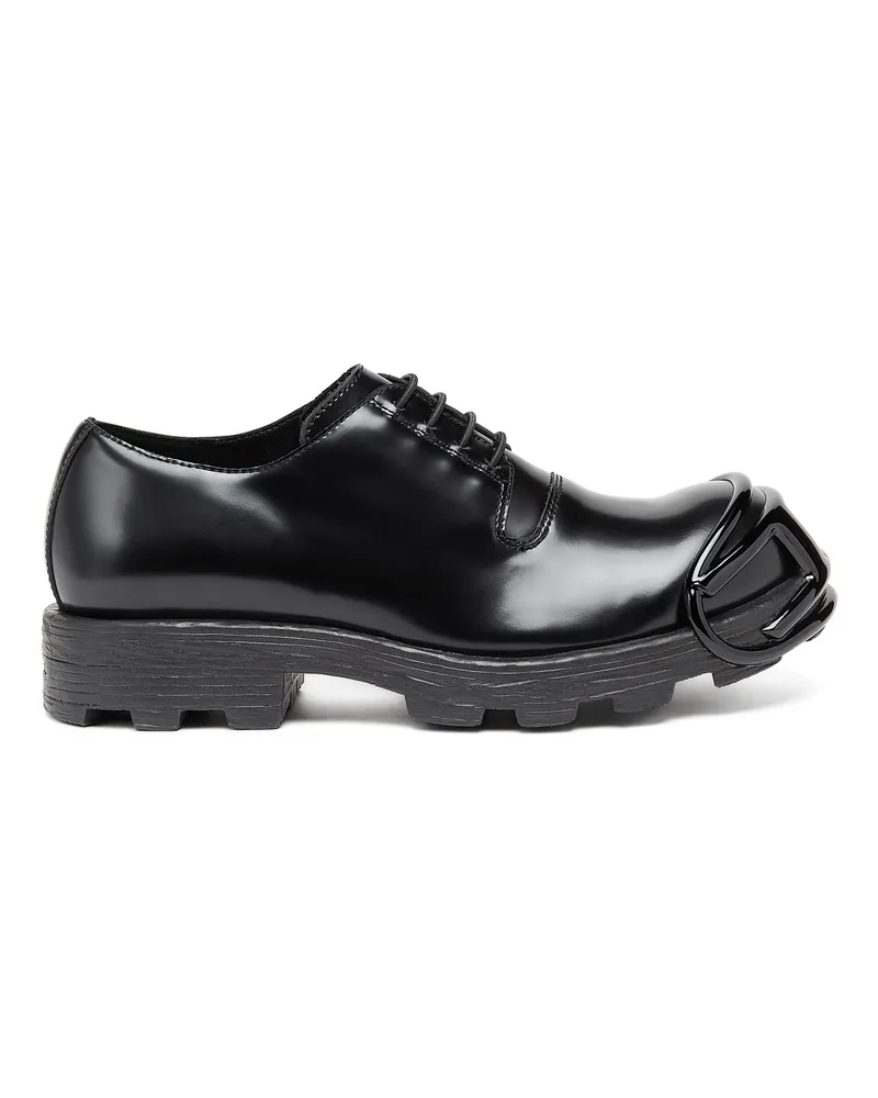 Diesel D-Hammer-Schnürschuhe aus Leder mit Oval D-Zehenkappe - Schnürschuhe und Clogs - Herren - Schwarz Schwarz