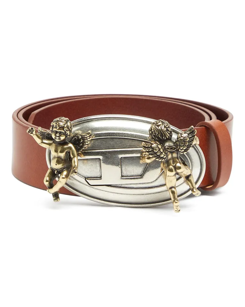 Diesel 3,5 cm Ledergürtel mit Oval D Schnalle und Cherub - Gürtel - Damen - Braun Braun