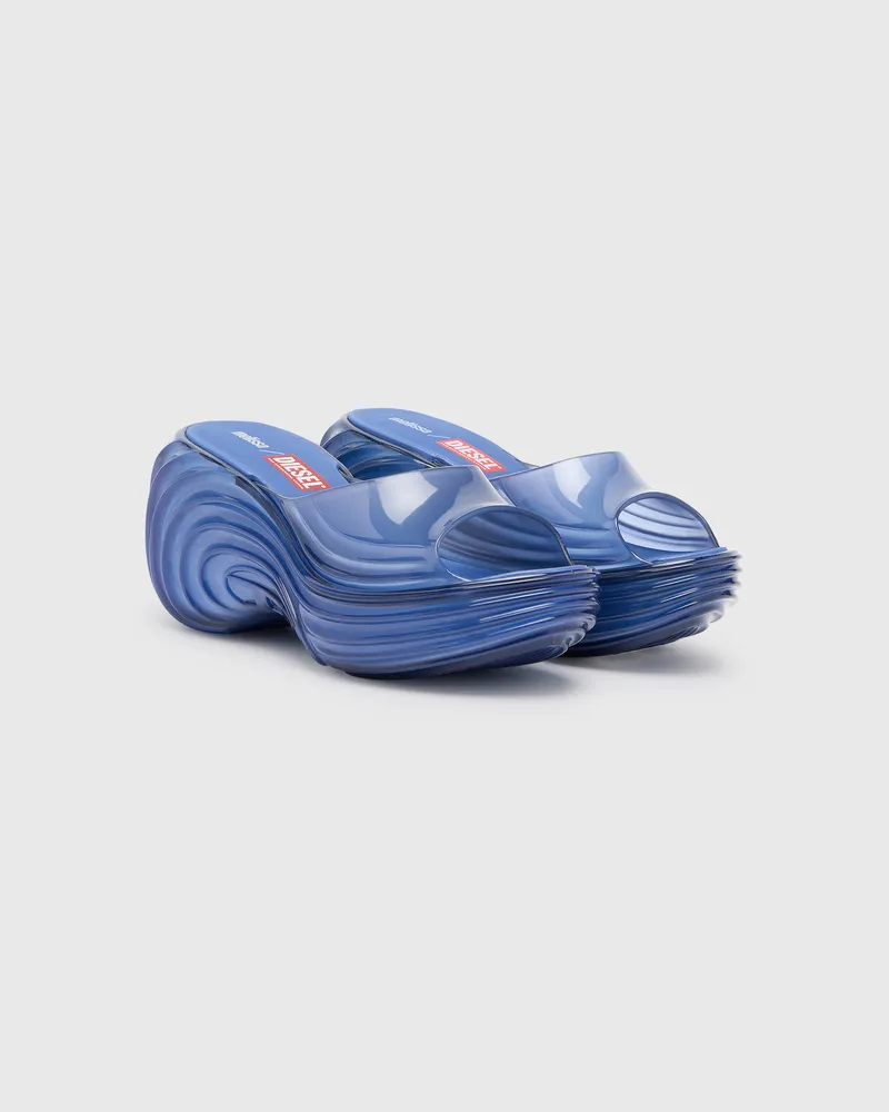 Diesel Plateau-Pantolette aus Melflex - Sandalen - Damen - Blau Blau