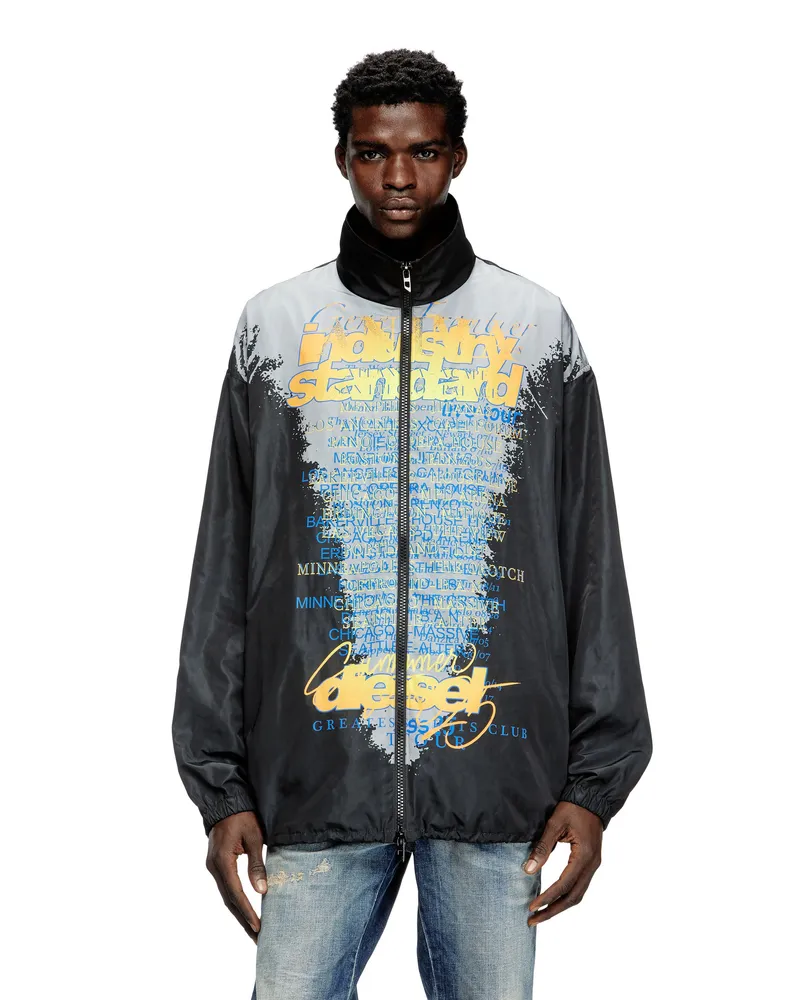 Diesel Tech-Jacke aus Jersey mit Text-Print - Jacken - Unisex - Schwarz Schwarz