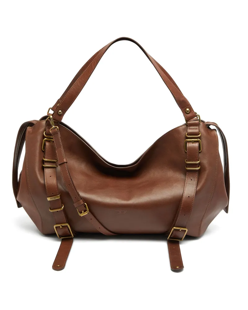 Diesel D-One-Large Henkeltasche aus behandeltem Leder - Handtaschen - Unisex - Braun Braun