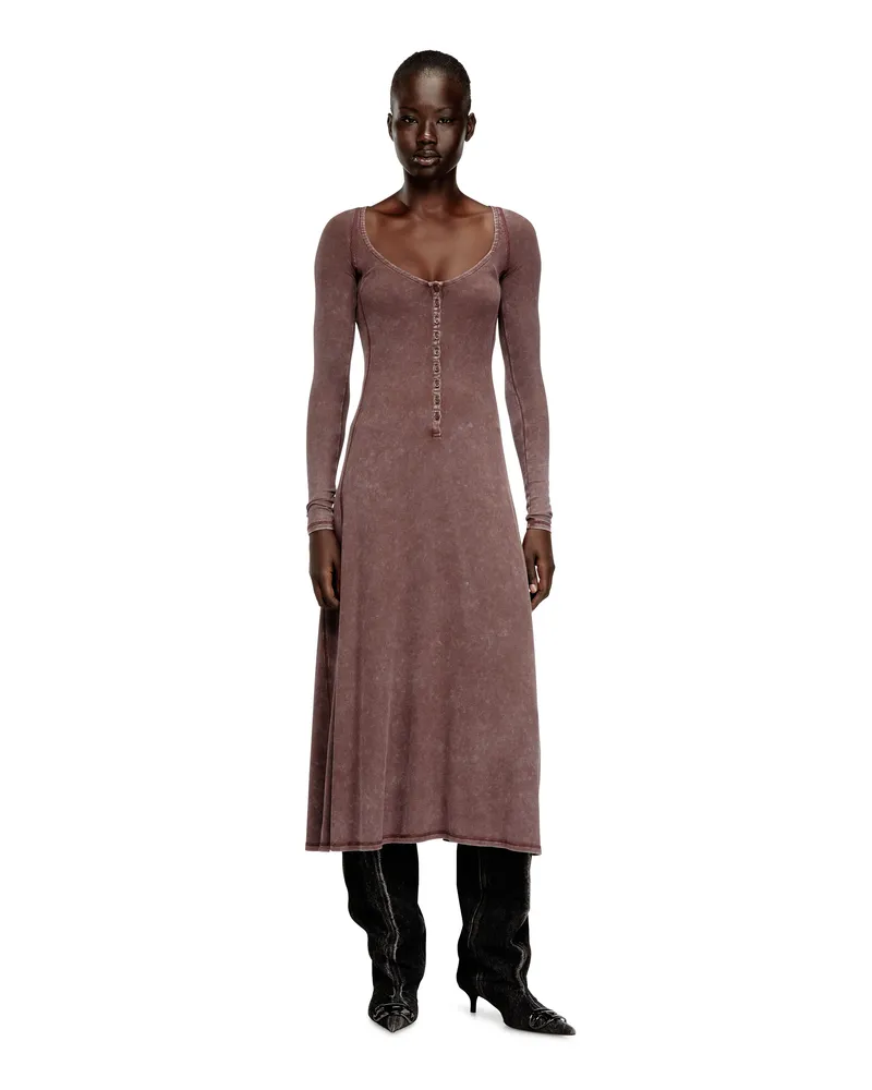 Diesel Midikleid aus verblasstem Rippstrick-Jersey - Kleider - Damen - Rosa Rosa