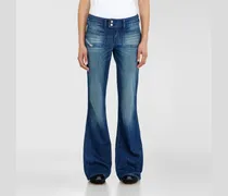 Bootcut Jeans Low Waist D-Hush, Dunkelblau, Reißverschluss