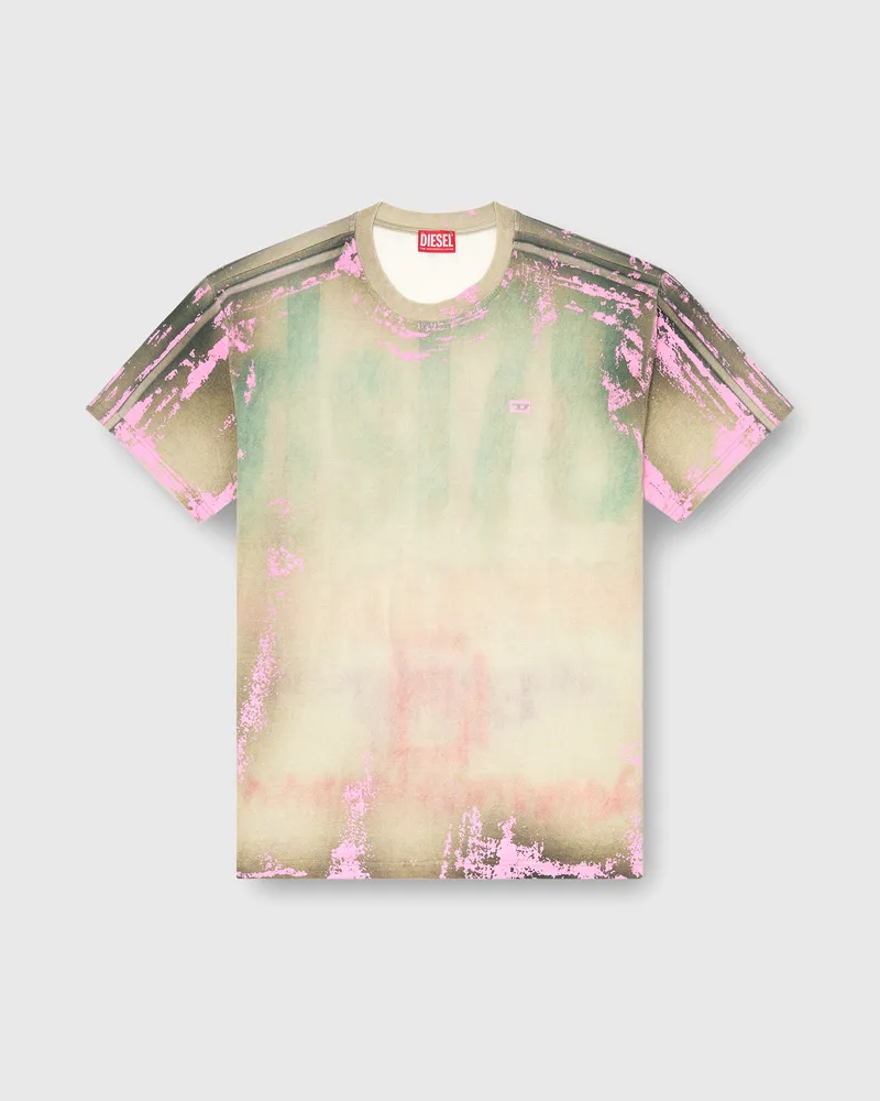 Diesel T-Shirt aus Jersey mit Leder-Crack-Effekt - T-Shirts - Herren - Bunt Bunt