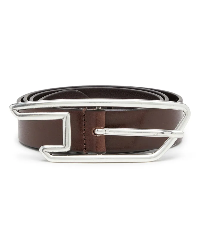 Diesel 3 cm breiter Ledergürtel mit D-Logo-Schnalle - Gürtel - Unisex - Braun Braun