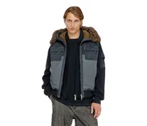 Gefütterte Kapuzenjacke mit Strickärmeln - Winterjacken - Herren - Blau