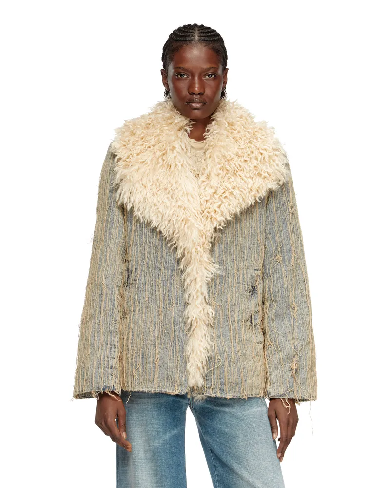 Diesel Jacke aus Jacquard-Denim mit schwebenden Fäden - Denim jacken - Damen - Blau Blau