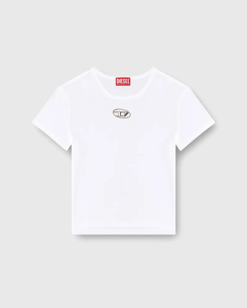 Diesel T-Shirt in schmalem Fit mit Cut-out-Oval D - T-Shirts - Damen - Weiss Weiss