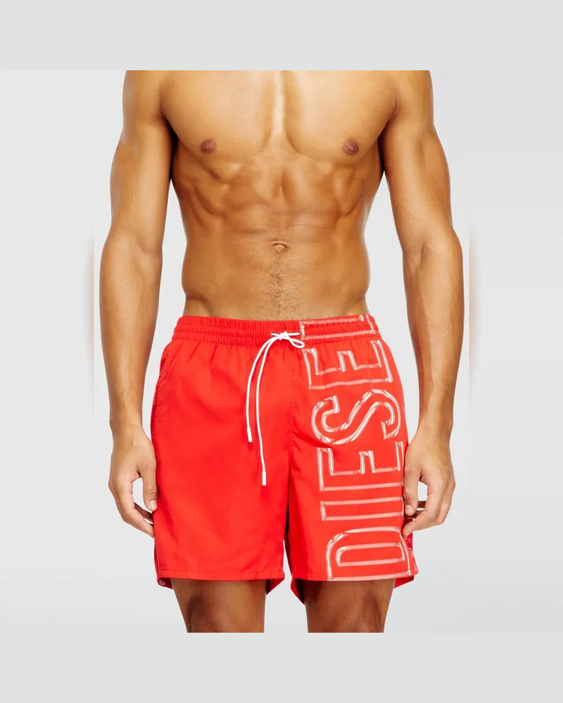 Diesel Badeshorts mit übergroßem Logoprint - Badeshorts - Herren - Rot Rot