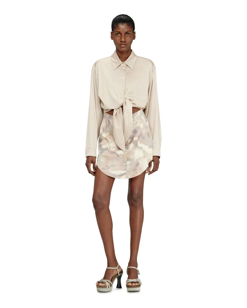 Diesel Satiniertes Minikleid mit geknotetem Oberteil - Kleider - Damen - Beige Beige