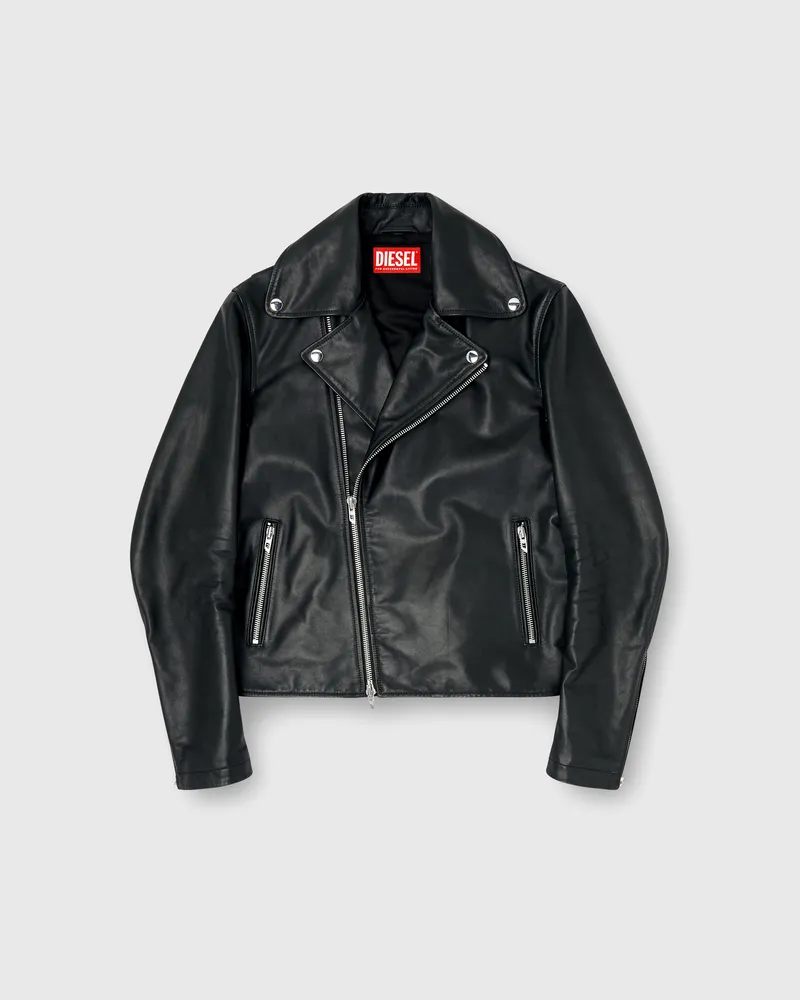 Diesel Bikerjacke aus gewachstem Leder - Lederjacken - Herren - Schwarz Schwarz