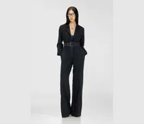 Blazer-Jumpsuit mit Gürtel aus stretch-wolle - Latzhosen - Damen - Schwarz