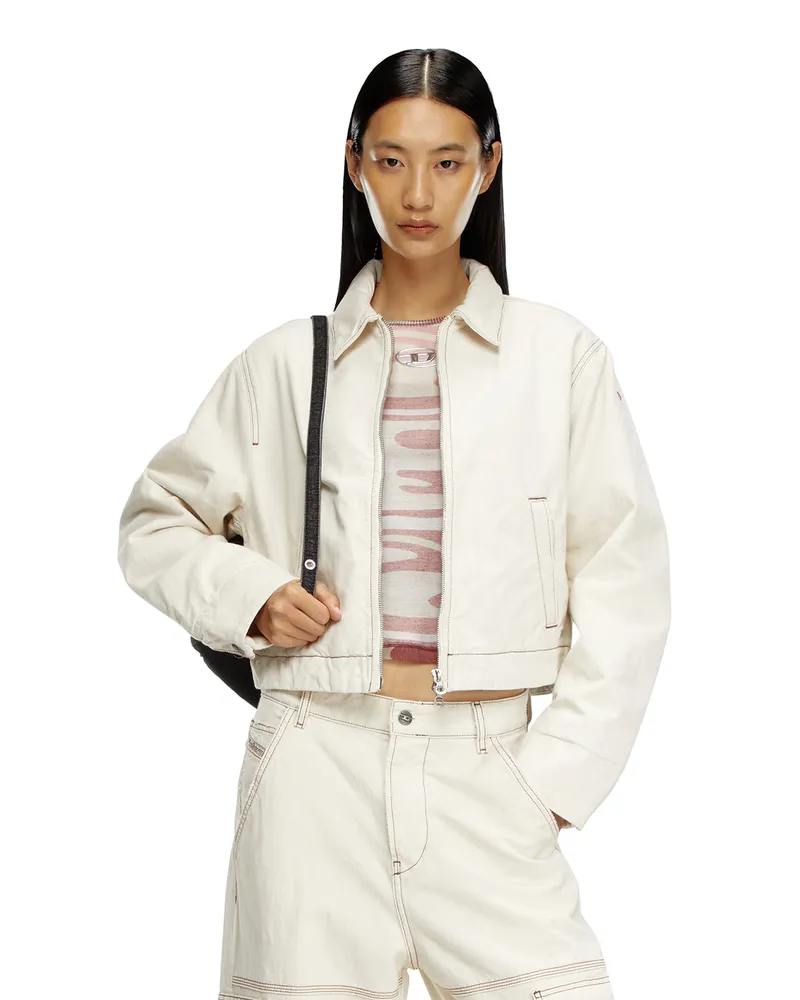 Diesel Gefütterte Jacke aus Denim in cleaner Waschung - Denim jacken - Damen - Weiss Weiss