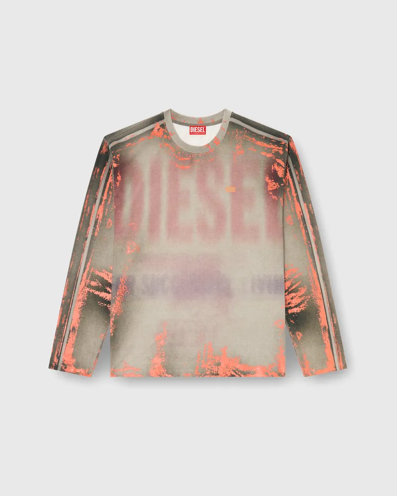 Diesel Langarmshirt aus Cracked Jersey - T-Shirts - Herren - Bunt Bunt