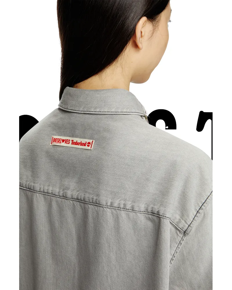 Diesel Karo- und Denim-Hemd in Bleich-Effekt - Denimhemden - Unisex - Bunt Bunt