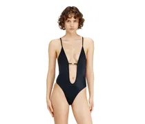 Badeanzug aus Nylon mit tiefem Ausschnitt - Badeanzüge - Damen - Schwarz