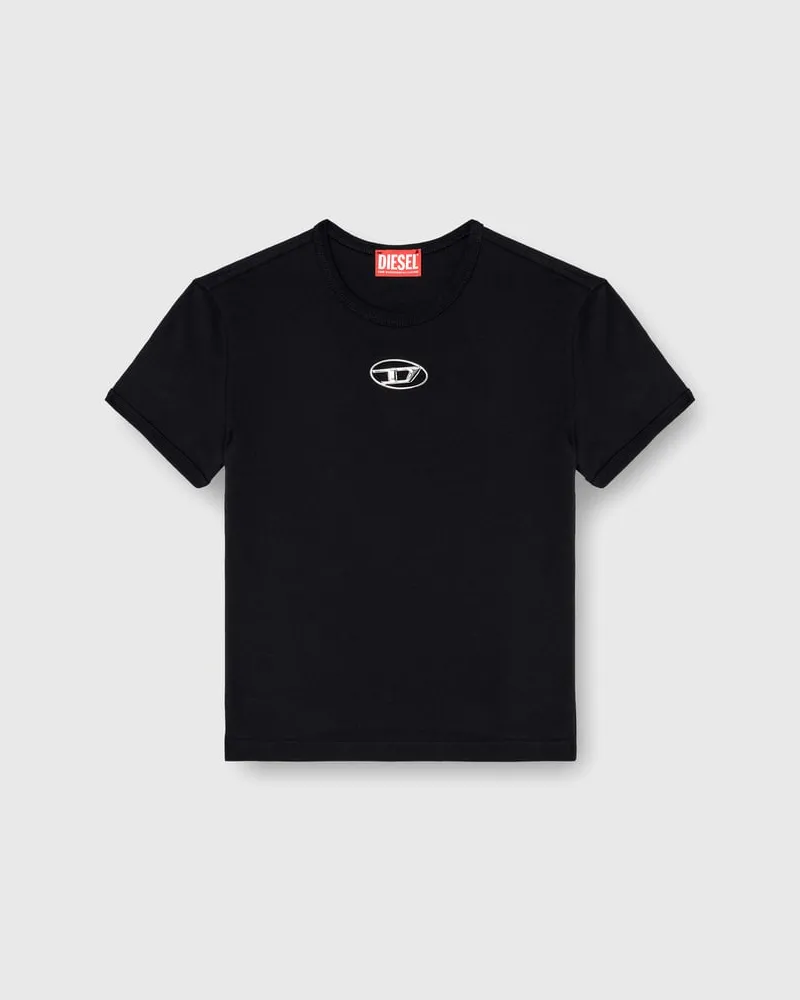 Diesel T-Shirt in schmalem Fit mit Cut-out-Oval D - T-Shirts - Damen - Schwarz Schwarz