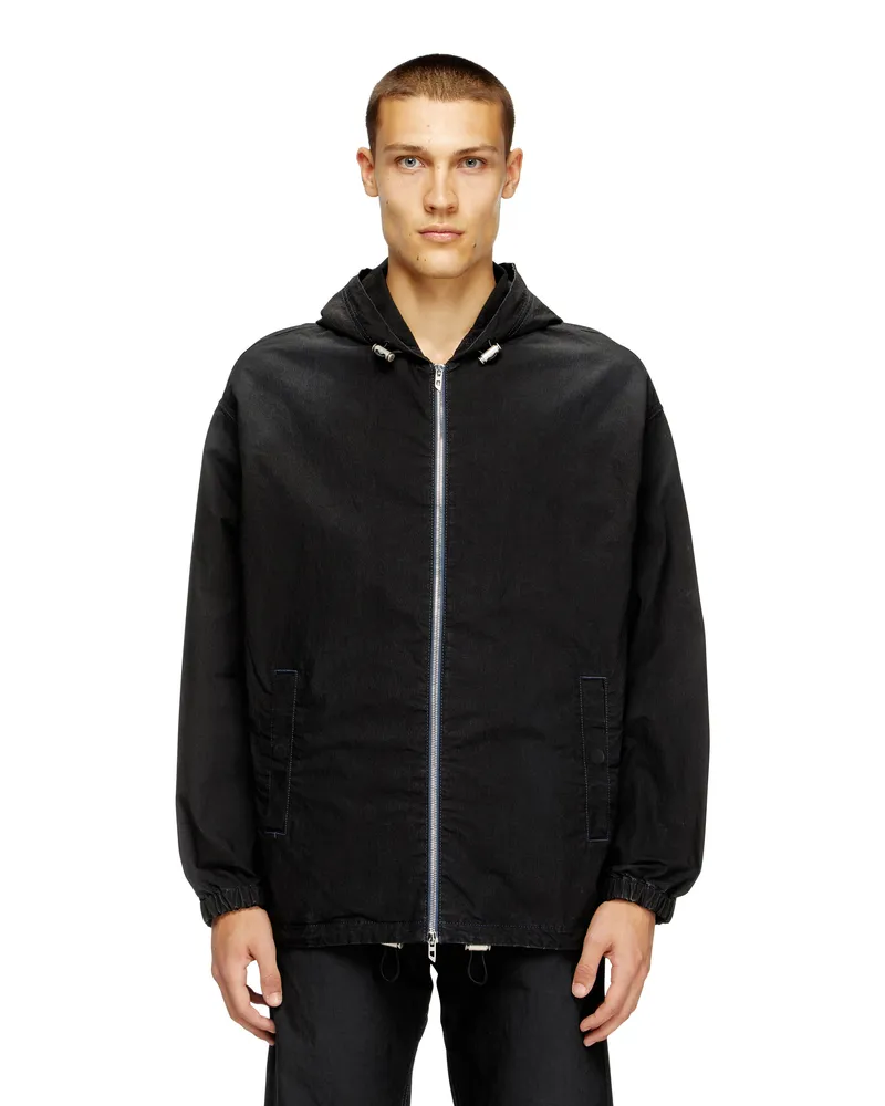 Diesel Technische Jacke aus JoggJeans mit Kapuze - Denim jacken - Herren - Schwarz Schwarz