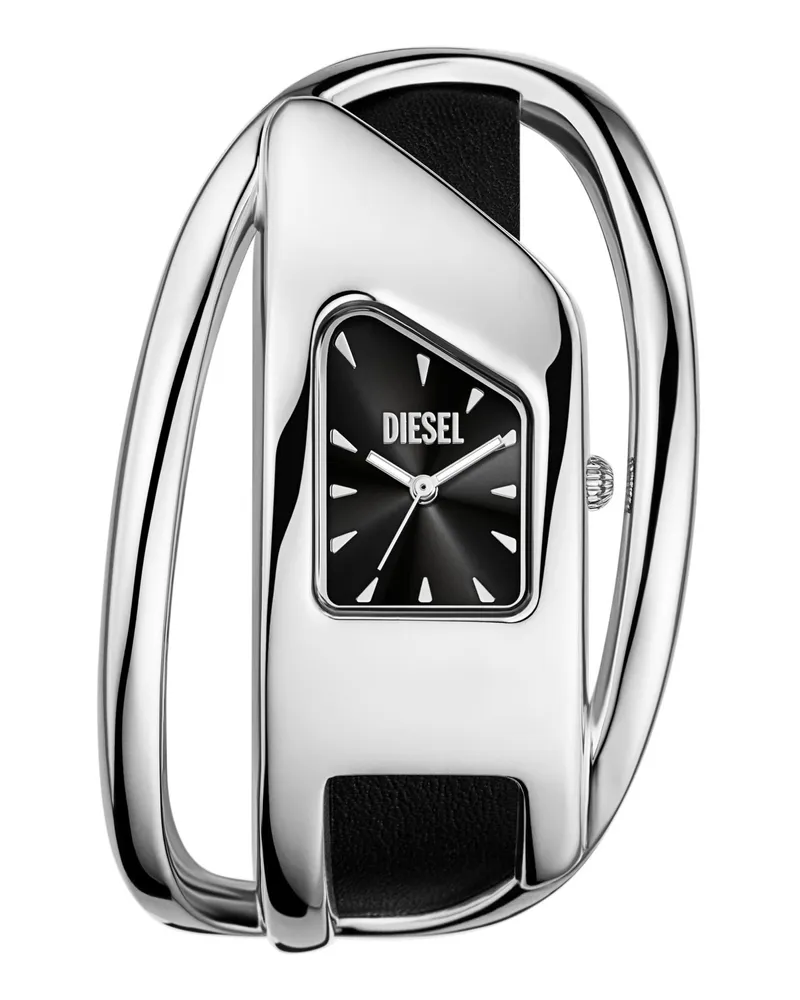 Diesel Wrap-D Schwarze Lederuhr - Uhren - Damen - Silber Silber