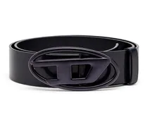 3.9cm Gürtel aus Leder mit Metallic-Oval D-Schnalle - Gürtel - Unisex - Blau