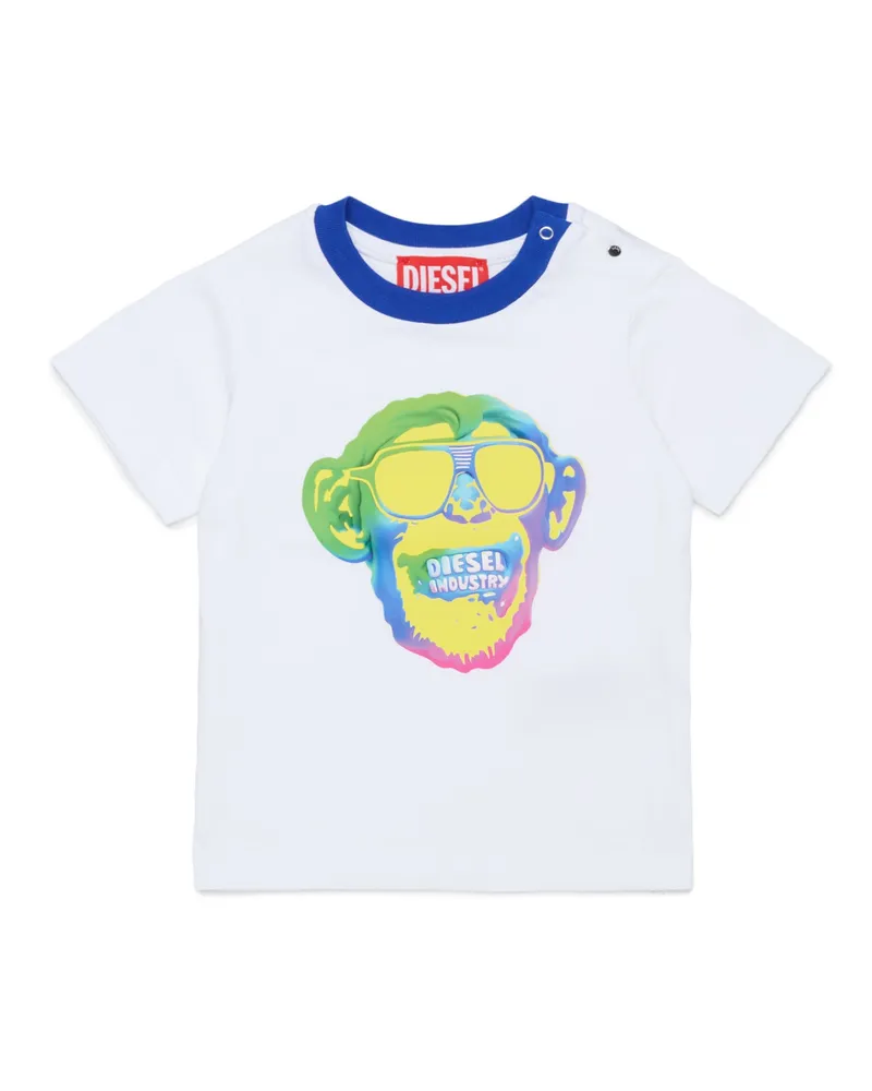 Diesel Baumwoll-T-Shirt mit Affenprint - T-Shirts und Tops - Herren - Weiss Weiss