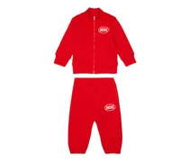 Sweat-Set mit Logoprint - Latzhosen - Unisex - Rot