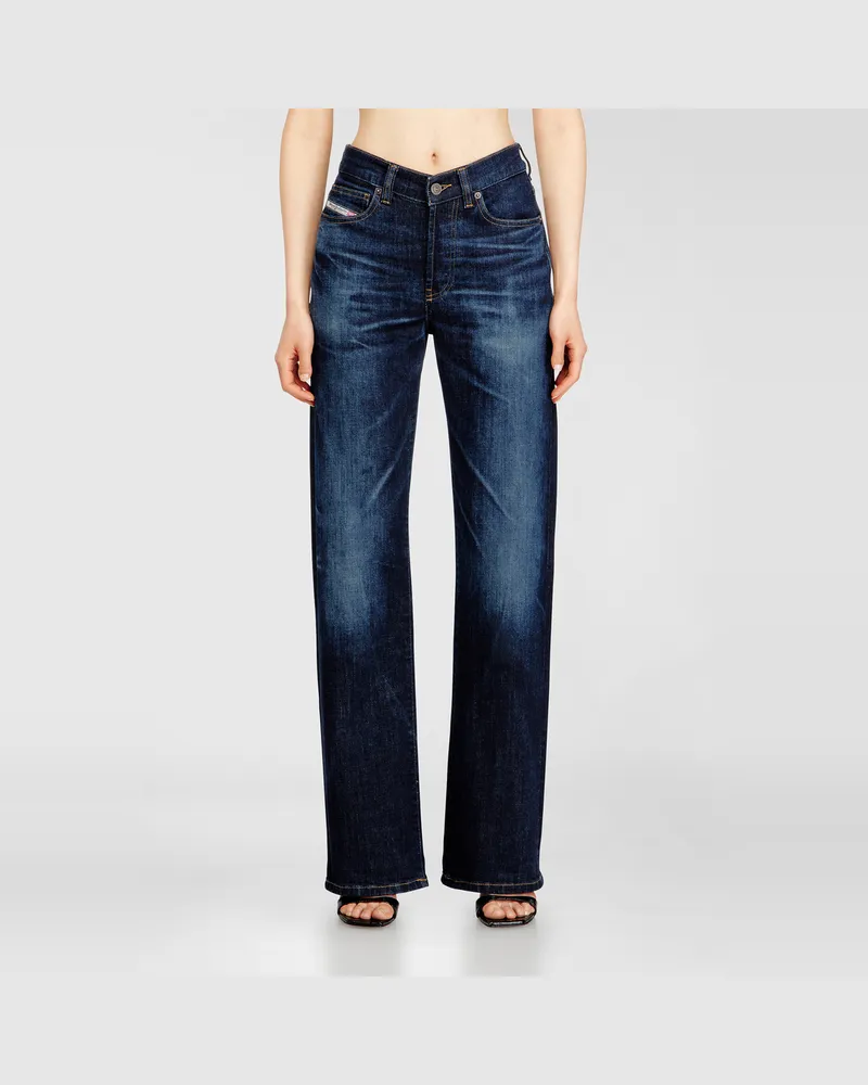Diesel Regular Jeans High Waist 1971 D-Sent, Dunkelblau, Knopfverschluss Blau