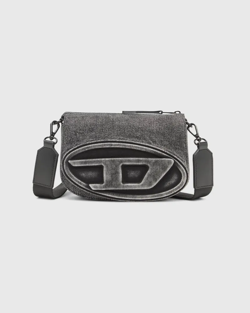 Diesel 1DR-Kameratasche aus gewaschenem Denim - Schultertaschen - Unisex - Grau Grau