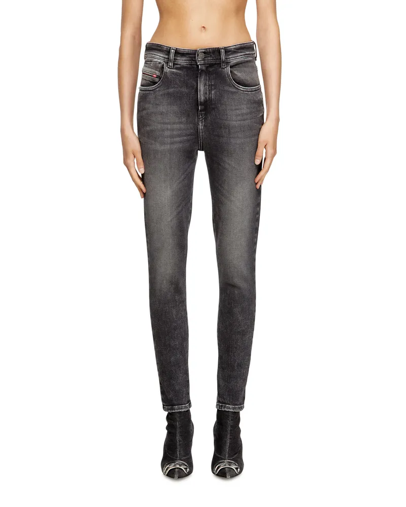 Diesel Skinny Jeans High Waist 1984 Slandy-High, Schwarz/Dunkelgrau, Reißverschluss Schwarz
