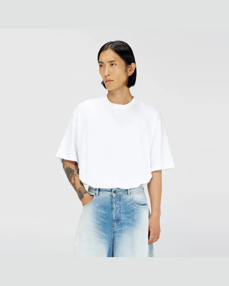 Diesel T-Shirt aus Baumwolle mit Oval D Logo und Grafik - T-Shirts - Herren - Weiss Weiss