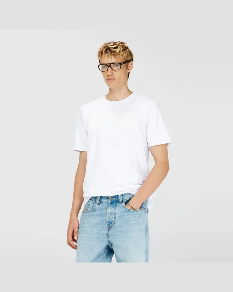 Diesel T-Shirt aus Baumwolle mit tonalem Diesel-Logoprint - T-Shirts - Herren - Weiss Weiss