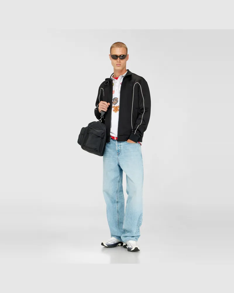 Diesel Sweatjacke aus Sweatstoff mit kontrastierenden Paspeln - Sweatshirts - Herren - Schwarz Schwarz