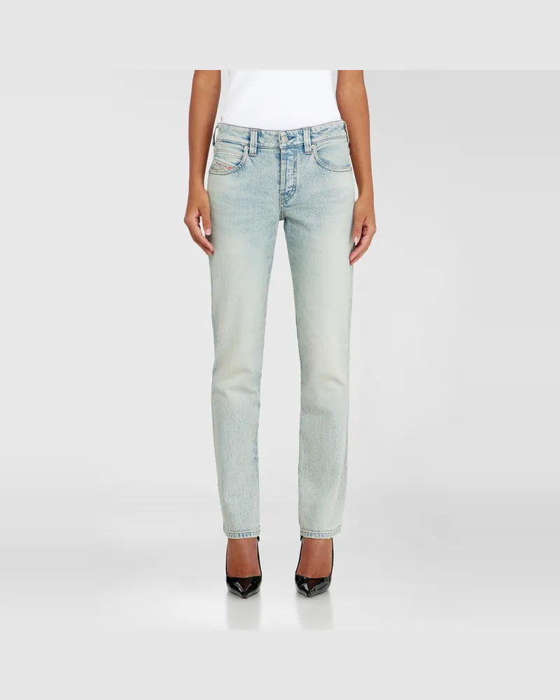 Diesel Slim Jeans Low Waist 1992 D-Jiann, Hellblau, Knopfverschluss Blau