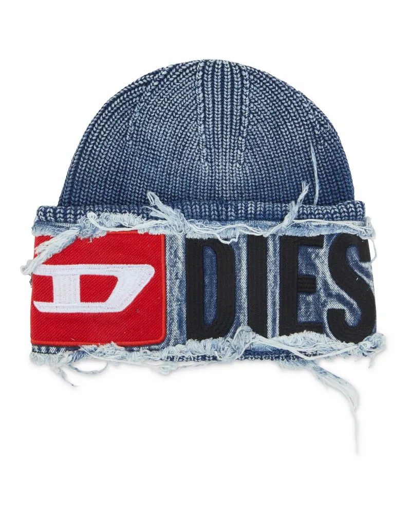 Diesel Mütze in Denim-Optik mit auffälligem Patch-Detail - Mützen - Unisex - Blau Blau