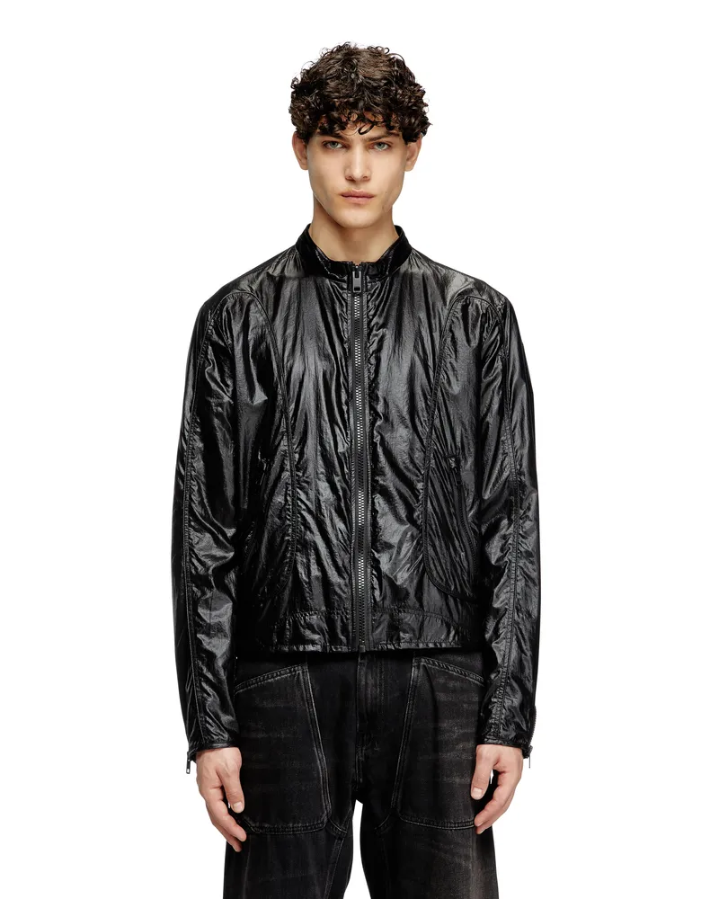 Diesel Biker-Jacke aus glänzendem Ripstop - Jacken - Herren - Schwarz Schwarz
