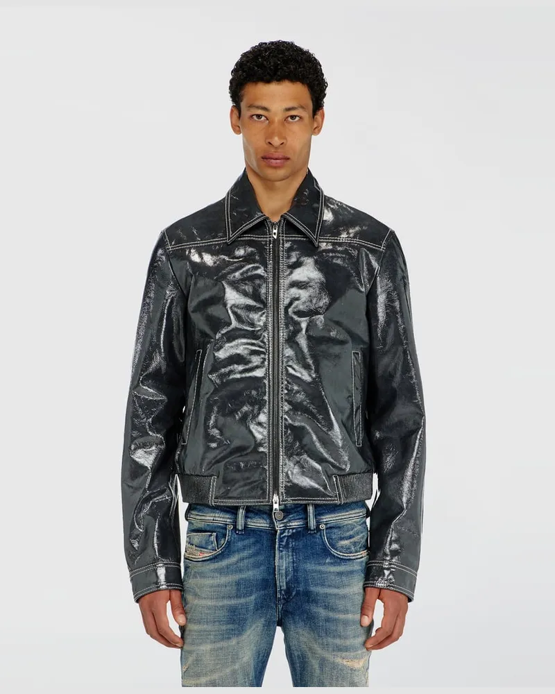 Diesel Patent-leather jacket - Lederjacken - Herren - Grau Grau