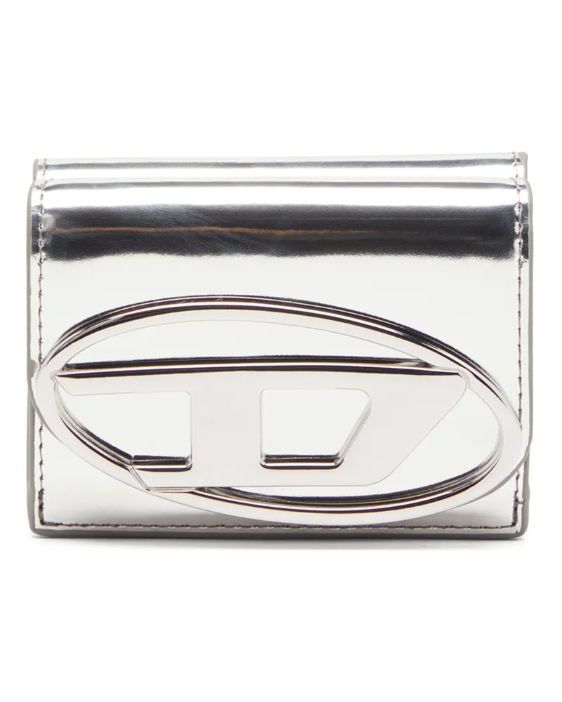 Diesel Trifold-Portemonnaie aus Hochglanz-Leder - Kleine Portemonnaies - Damen - Silber Silber