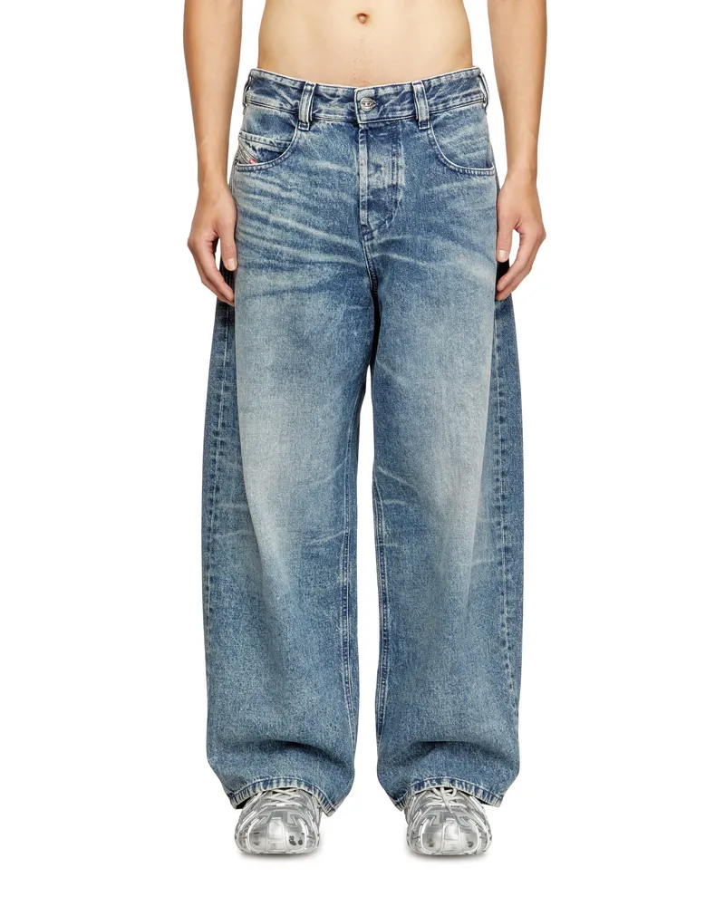 Diesel Relaxed Jeans Regular Waist 1997 D-Enim, Hellblau, Knopfverschluss Blau