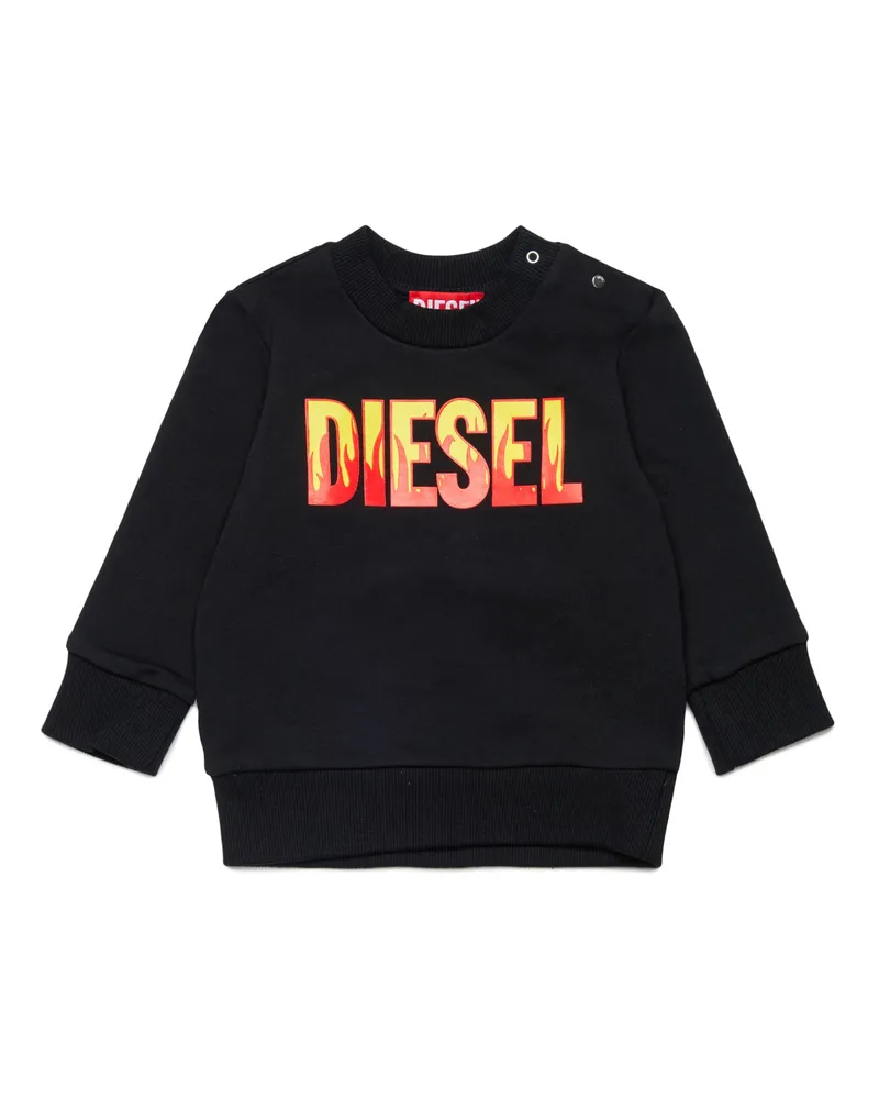 Diesel Sweatshirt mit Flammenlogo-Print - Sweatshirts - Herren - Schwarz Schwarz