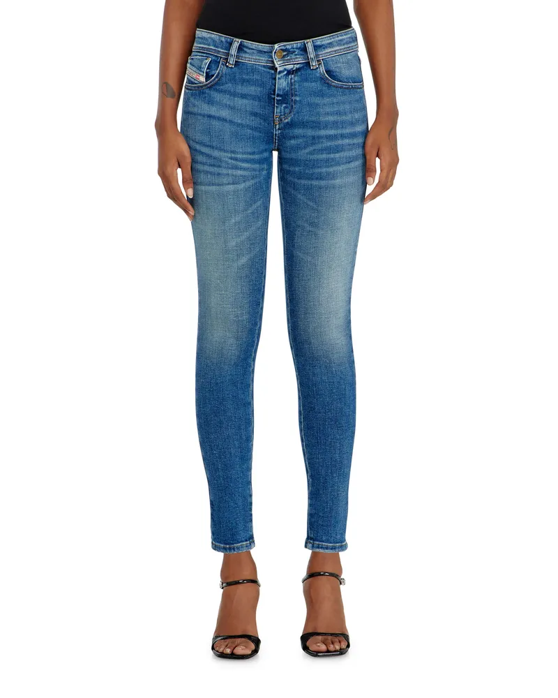 Diesel Skinny Jeans Regular Waist 2017 Slandy, Mittelblau, Reißverschluss Blau