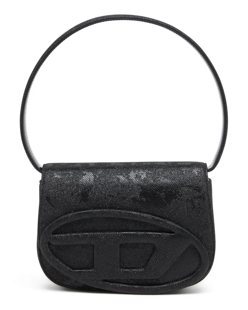Diesel 1DR-Ikonische 1DR-Tasche aus Glitter-Camo-Lurex - Schultertaschen - Damen - Schwarz Schwarz