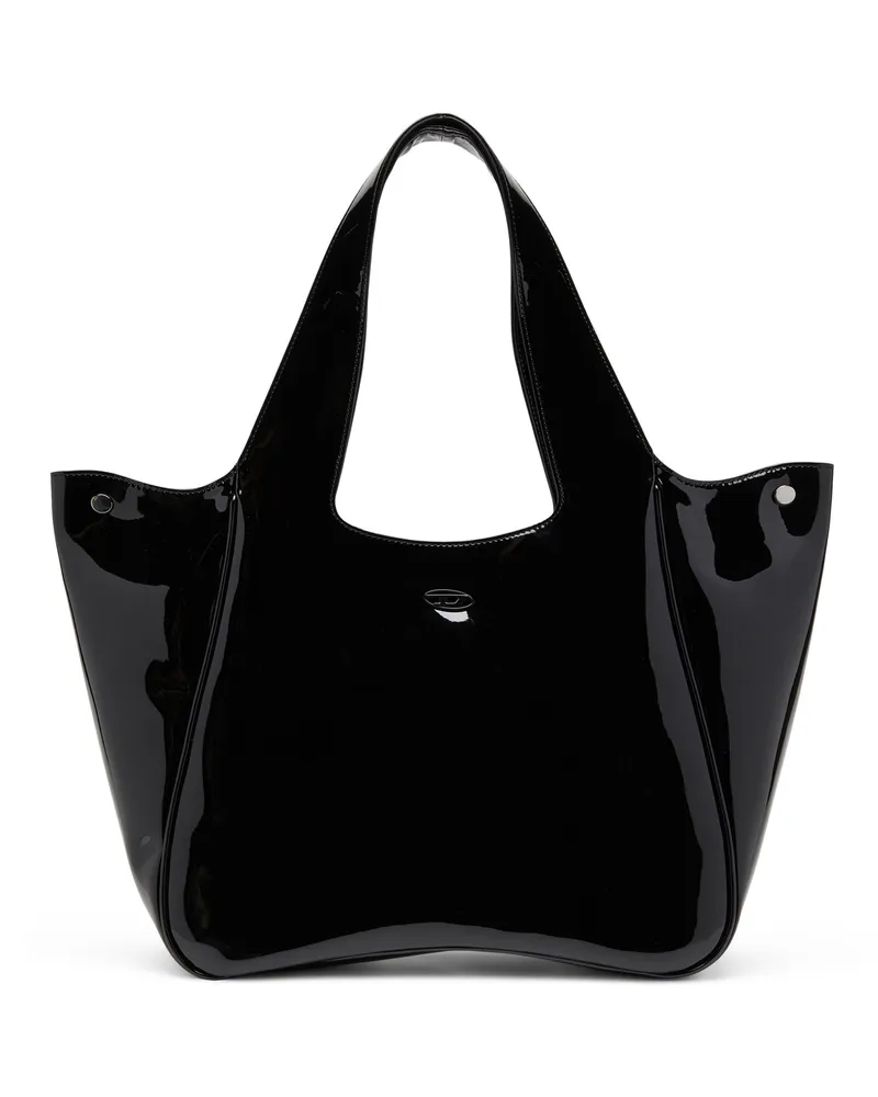 Diesel Play-Tote-Tasche aus glänzendem PU - Shoppers - Damen - Schwarz Schwarz