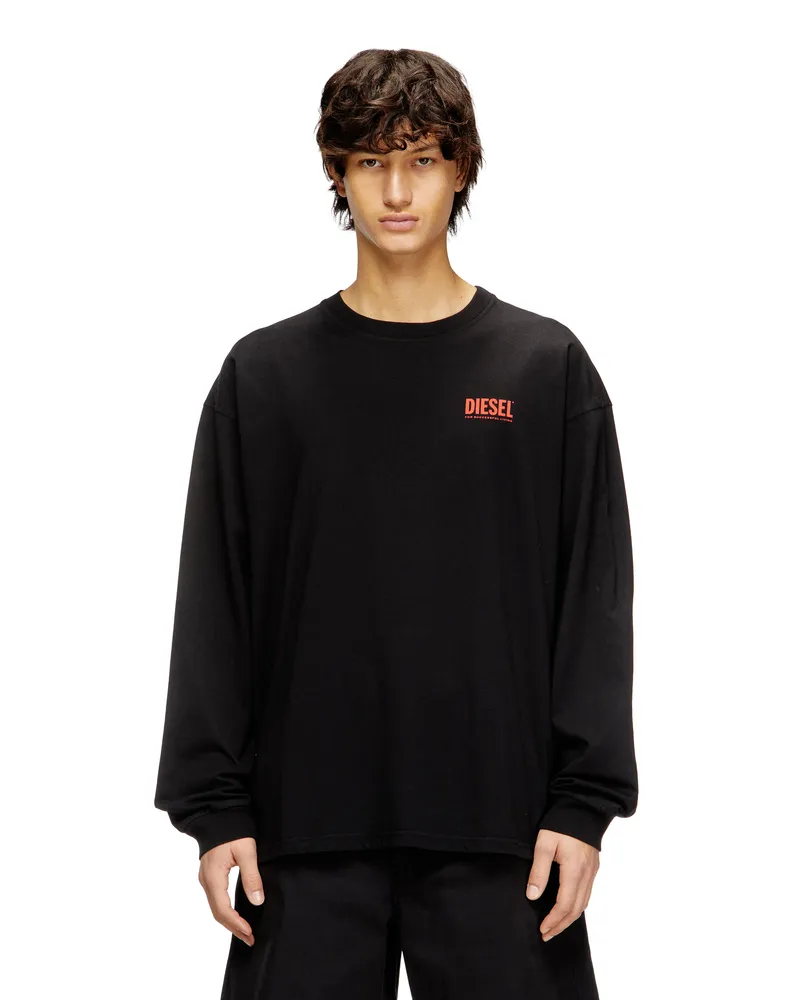 Diesel Lässig geschnittenes Langarm-T-Shirt mit Biscotto-Logo - T-Shirts - Herren - Schwarz Schwarz