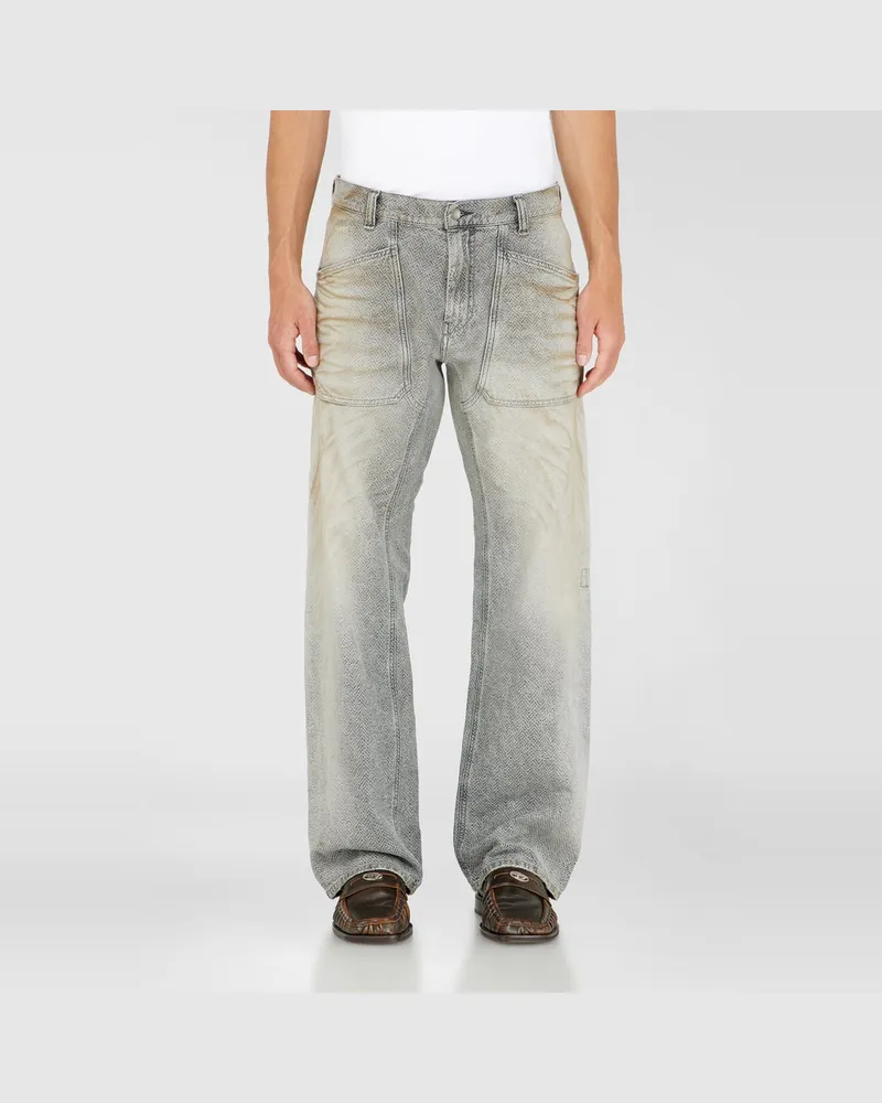Diesel Relaxed Jeans Regular Waist D-Zeta, Grau, Reißverschluss Grau