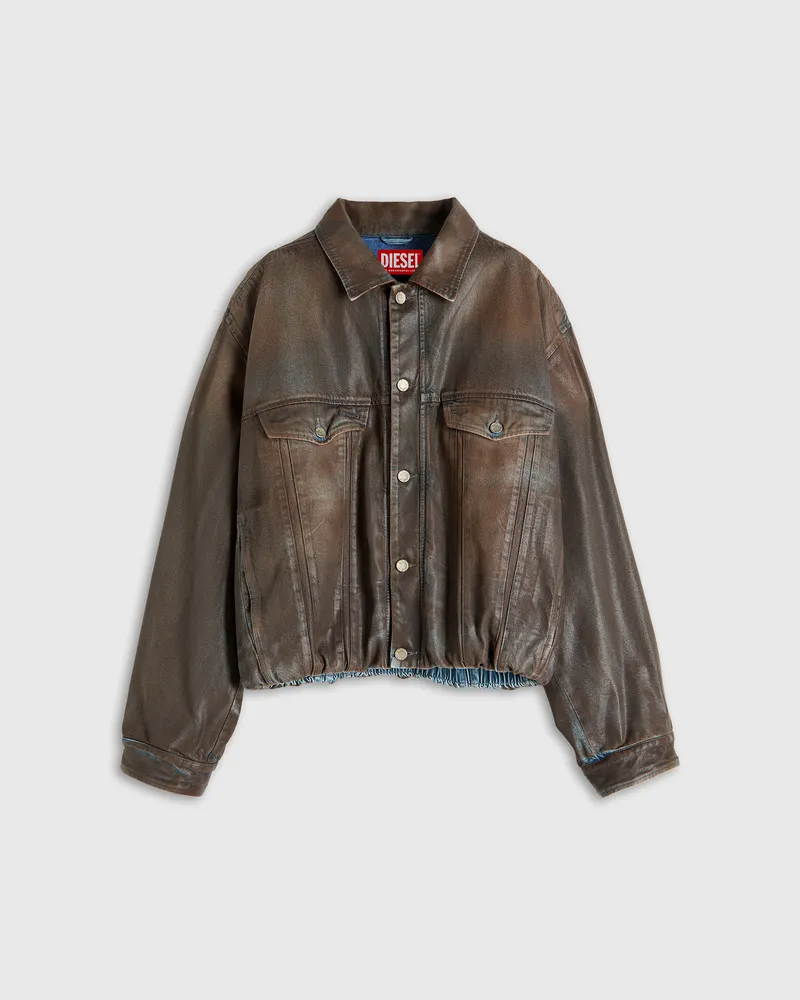 Diesel Trucker-Jacke aus beschichtetem Denim - Denim jacken - Unisex - Braun Braun